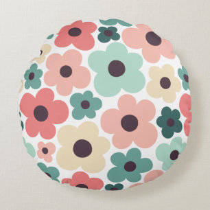 Flower Power Pattern Round Pillow