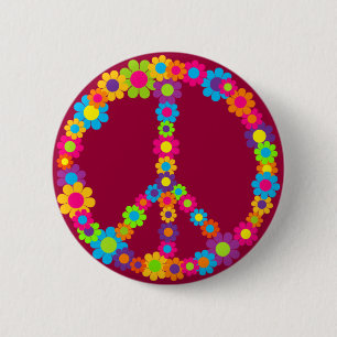 Flower Power Peace 2 Inch Round Button