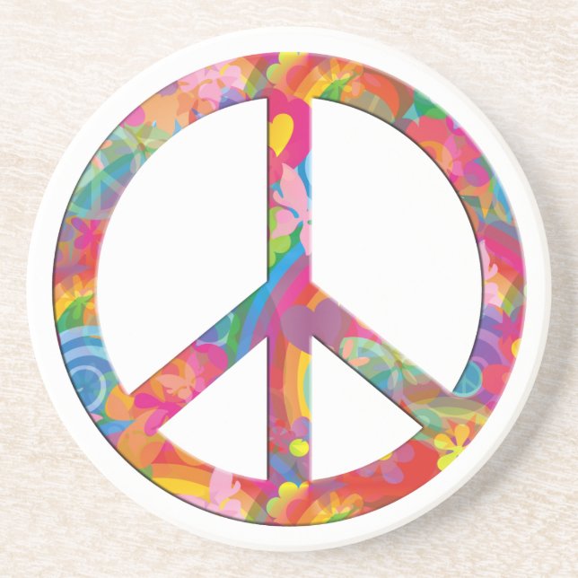 Flower Power Peace Coaster (Front)