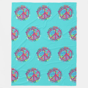Flower Power Peace Combination 1 Fleece Blanket