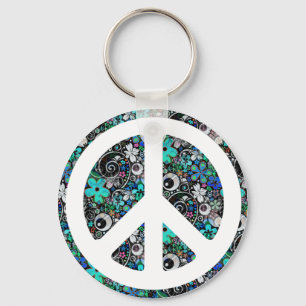 Flower Power Peace II Keychain