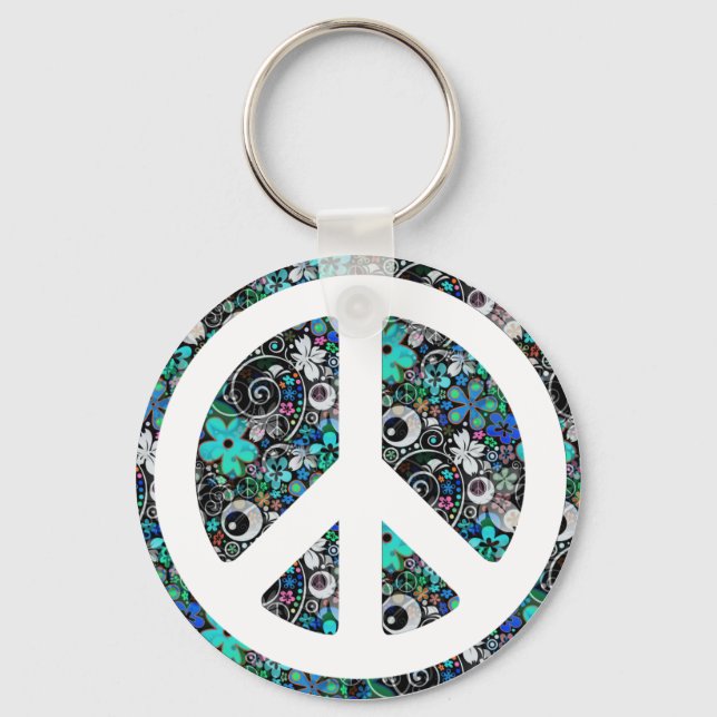 Flower Power Peace II Keychain (Front)