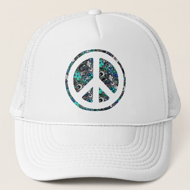 Flower Power Peace II Trucker Hat (Front)