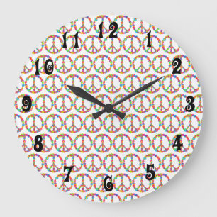 Flower Power Peace Large Clock