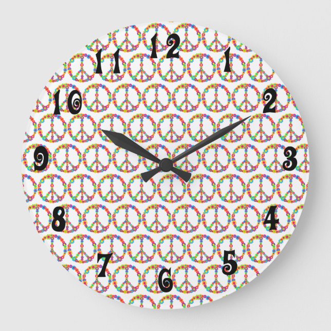 Flower Power Peace Large Clock (Front)