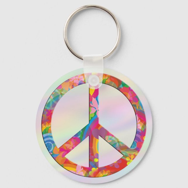 Flower Power Peace | light coloured Keychain (Front)
