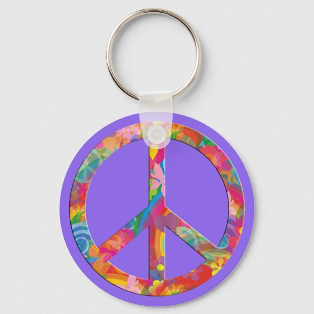 Flower Power Peace | lila Keychain (Front)