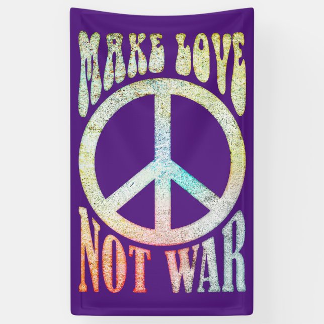 Flower Power Peace - Make Love Not War 1 Banner (Vertical)