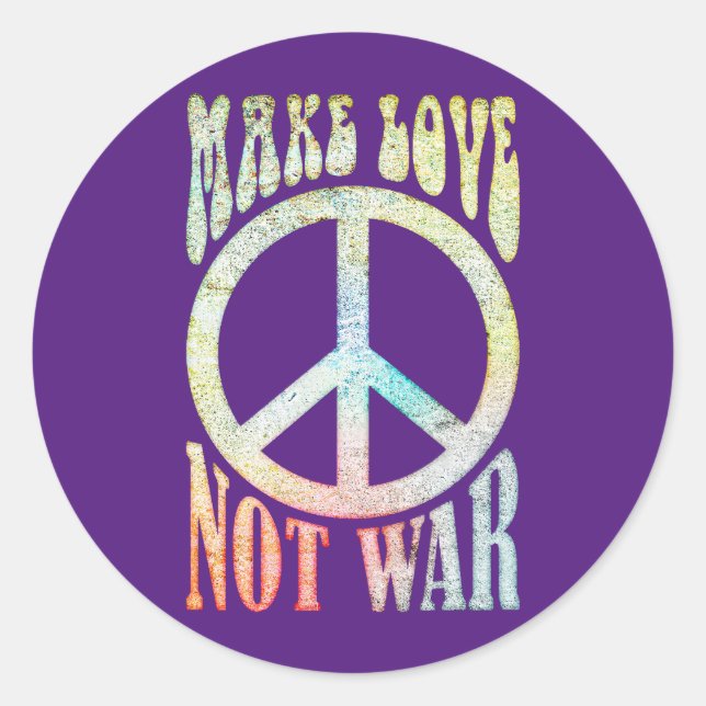 Flower Power Peace - Make Love Not War 1 Classic Round Sticker (Front)