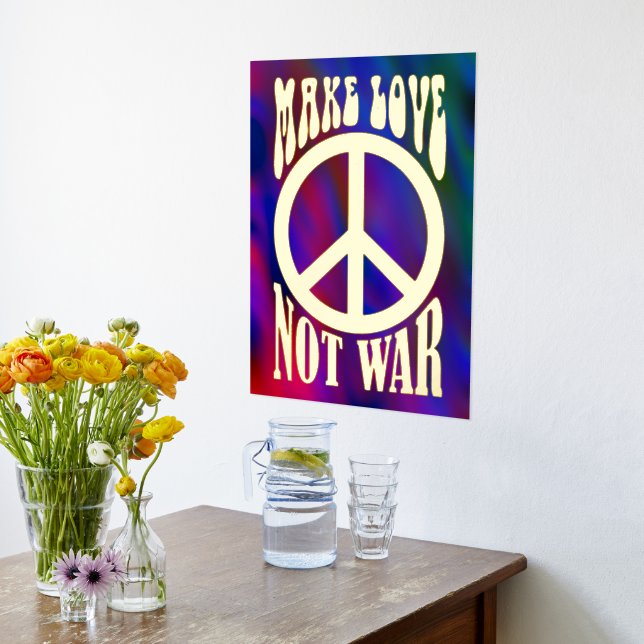 Flower Power Peace - Make Love Not War 1 Foil Prints (Laydown (Kitchen))