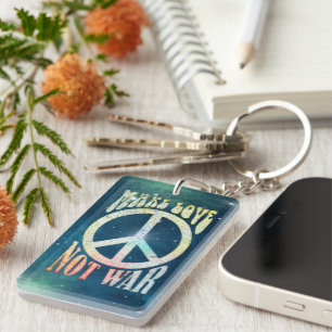 Flower Power Peace - Make Love Not War 1 Keychain