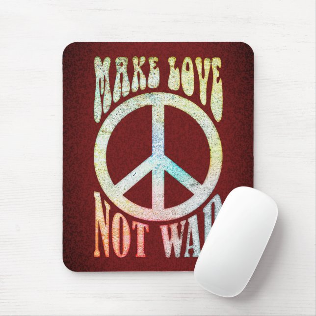Flower Power Peace - Make Love Not War 1 Mouse Pad (With Mouse)