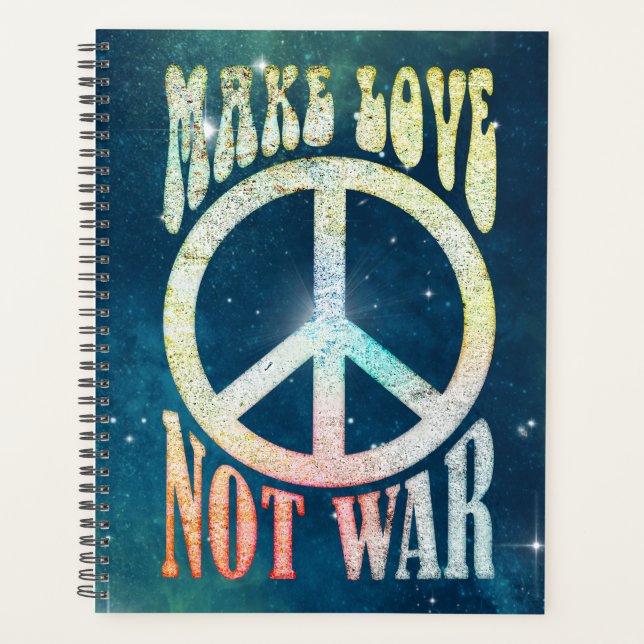 Flower Power Peace - Make Love Not War 1 Planner (Front)