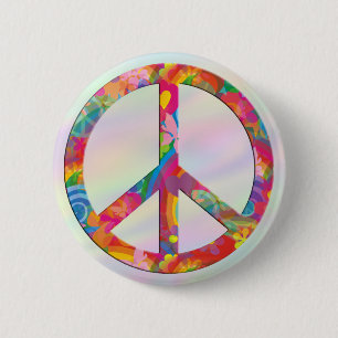 Flower Power Peace   pastell 2 Inch Round Button