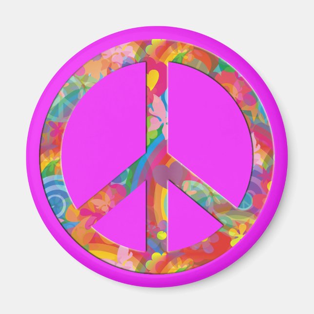 Flower Power Peace | pink Magnet (Front)