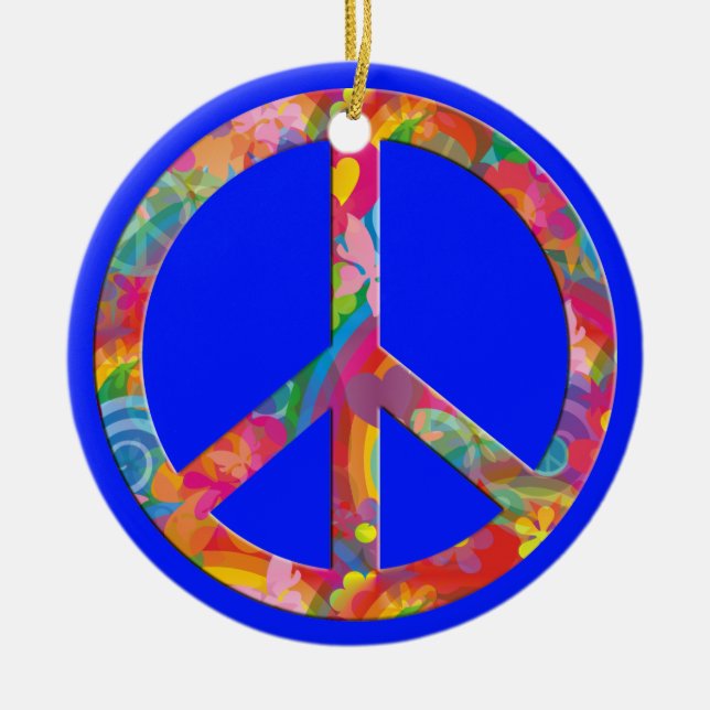 Flower Power Peace | royal Ceramic Ornament (Front)