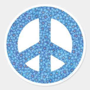 Flower Power Peace Sign Classic Round Sticker