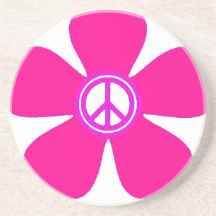 Flower Power Peace Sign Coaster