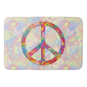 Flower Power Peace sign I + your backgr. & ideas Bath Mat