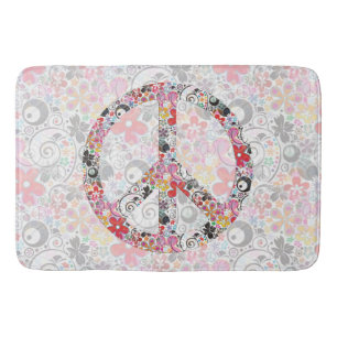 Flower Power Peace sign II + your backgr. & ideas Bath Mat