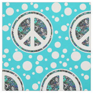 Flower Power Peace sign II + your backgr. & ideas Fabric