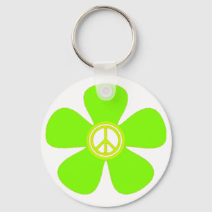 Flower Power Peace Sign Keychain