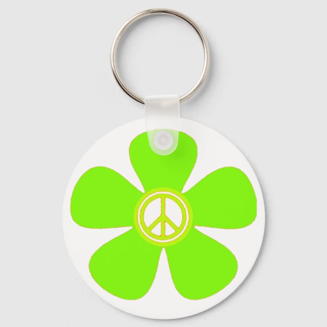 Flower Power Peace Sign Keychain (Front)
