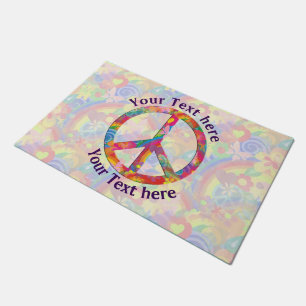 Flower Power Peace sign + your backgr. & ideas Doormat