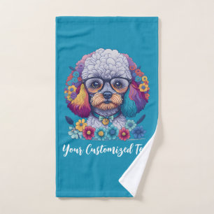 Flower Power, Poodle Elegance – A Perfect Blend Hand Towel