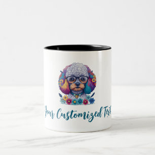 Flower Power, Poodle Elegance – A Perfect Blend Two-Tone Coffee Mug