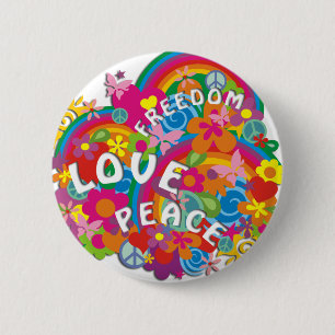 Flower Power Rainbow 2 Inch Round Button