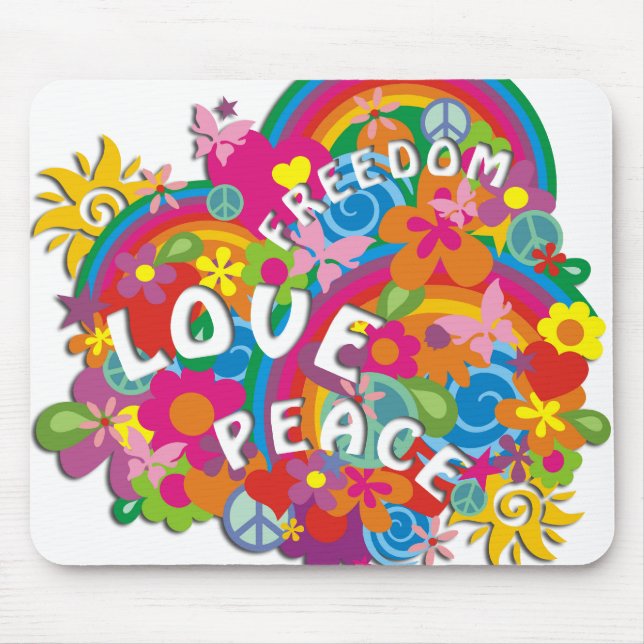 Flower Power Rainbow Mouse Pad (Front)