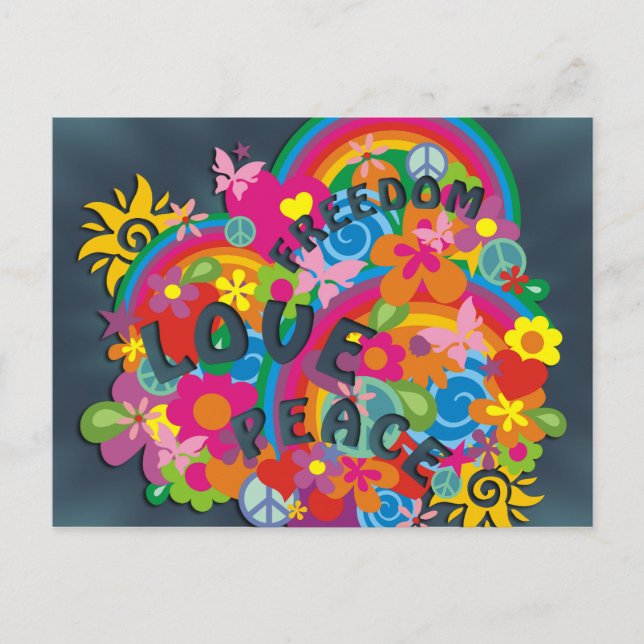 Flower Power Rainbow Postcard (Front)