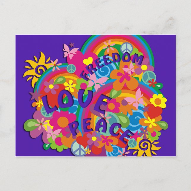 Flower Power Rainbow Postcard (Front)