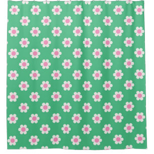 Flower Power Retro Daisies Pink and Green