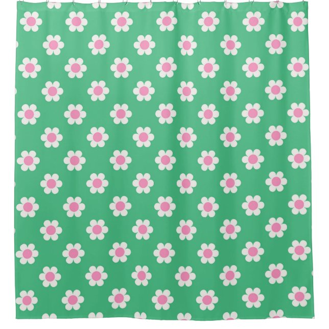Flower Power Retro Daisies Pink and Green (Front)