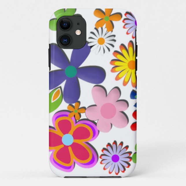 Flower Power Retro Floral Vector Case-Mate iPhone Case (Back)