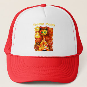 Flower Power Retro Whimsical Cat Personalized Trucker Hat