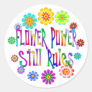 Flower Power Rules Classic Round Sticker