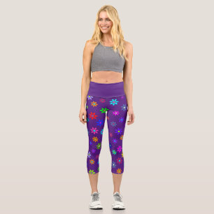 Flower Power Shower - coloured pattern 1 Capri Leggings