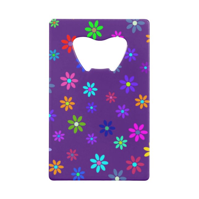 Flower Power Shower - coloured pattern 1 Credit Card Bottle Opener (Front)