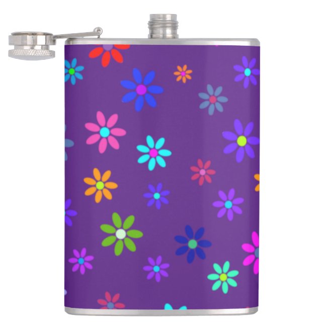 Flower Power Shower - coloured pattern 1 Hip Flask (Opened)
