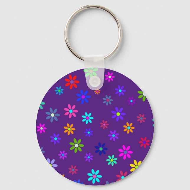Flower Power Shower - coloured pattern 1 Keychain (Front)