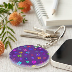 Flower Power Shower - coloured pattern 1 Keychain