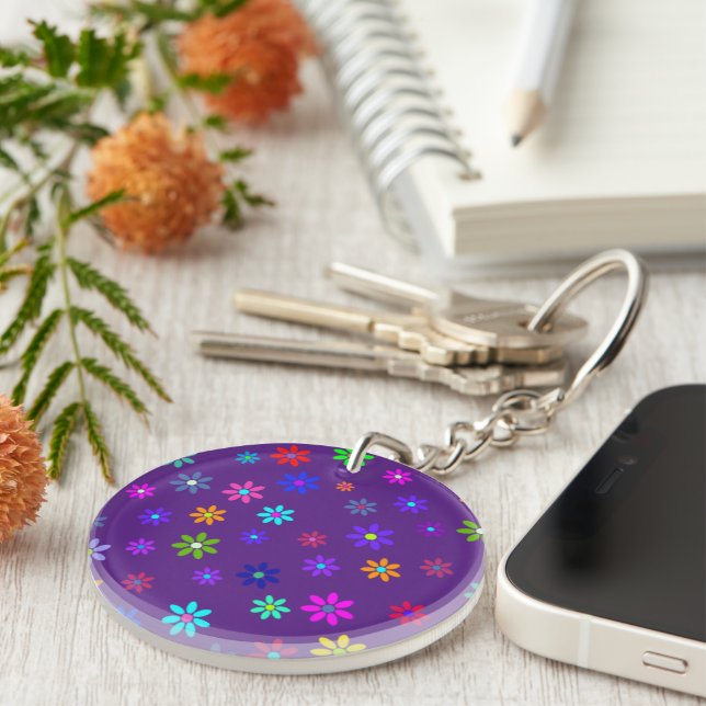 Flower Power Shower - coloured pattern 1 Keychain (Front Right)