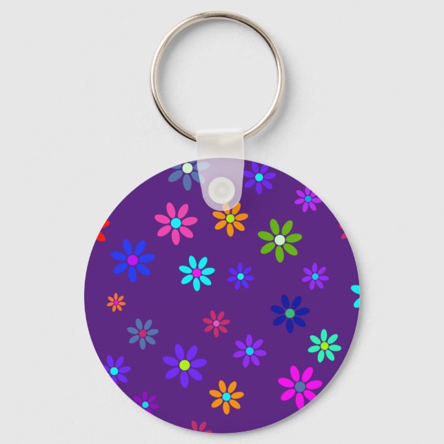 Flower Power Shower - coloured pattern 1 Keychain (Front)
