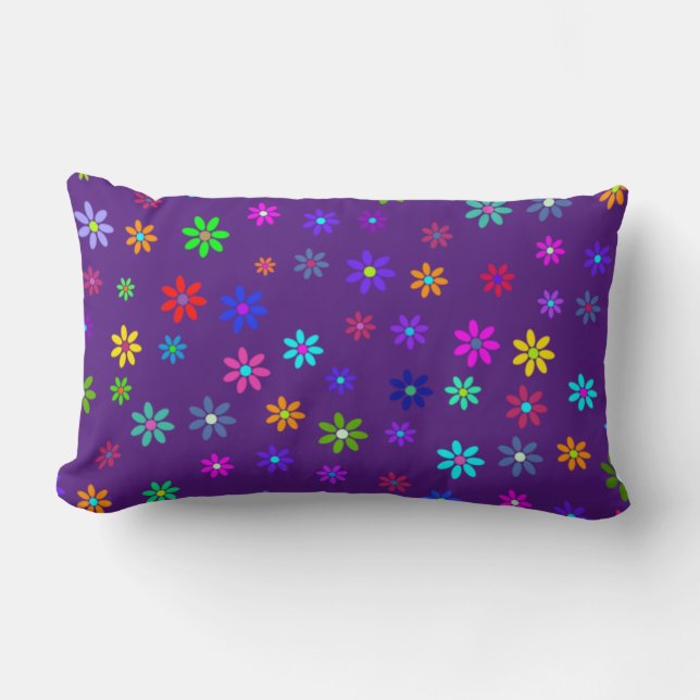 Flower Power Shower - coloured pattern 1 Lumbar Pillow (Front)