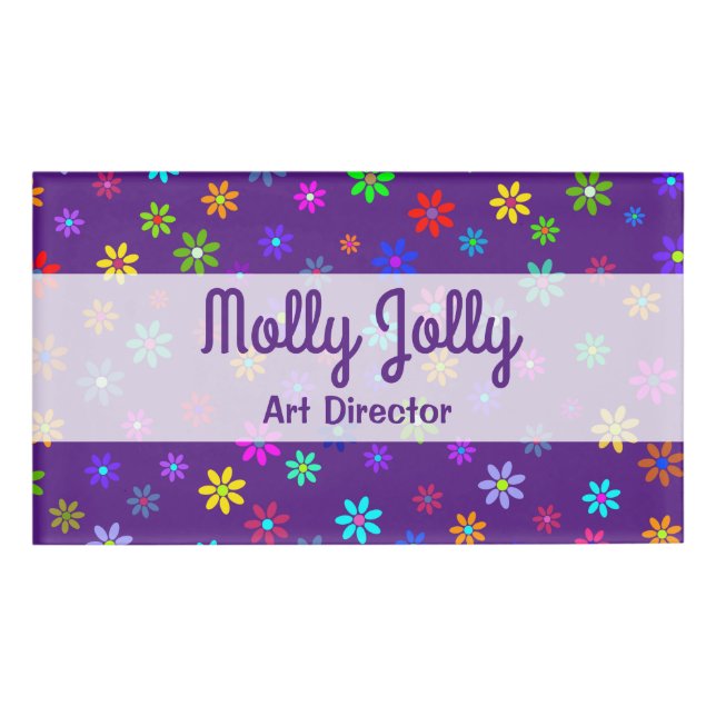 Flower Power Shower - coloured pattern 1 Name Tag (Front)