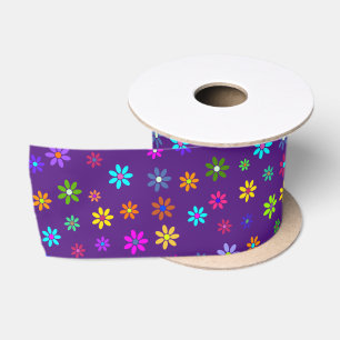 Flower Power Shower - coloured pattern 1 Satin Ribbon
