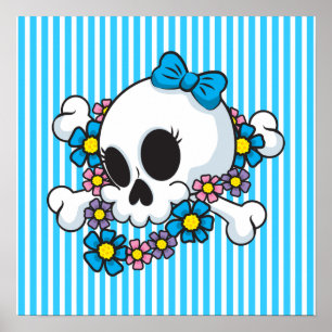 Flower Power Skull Poster
